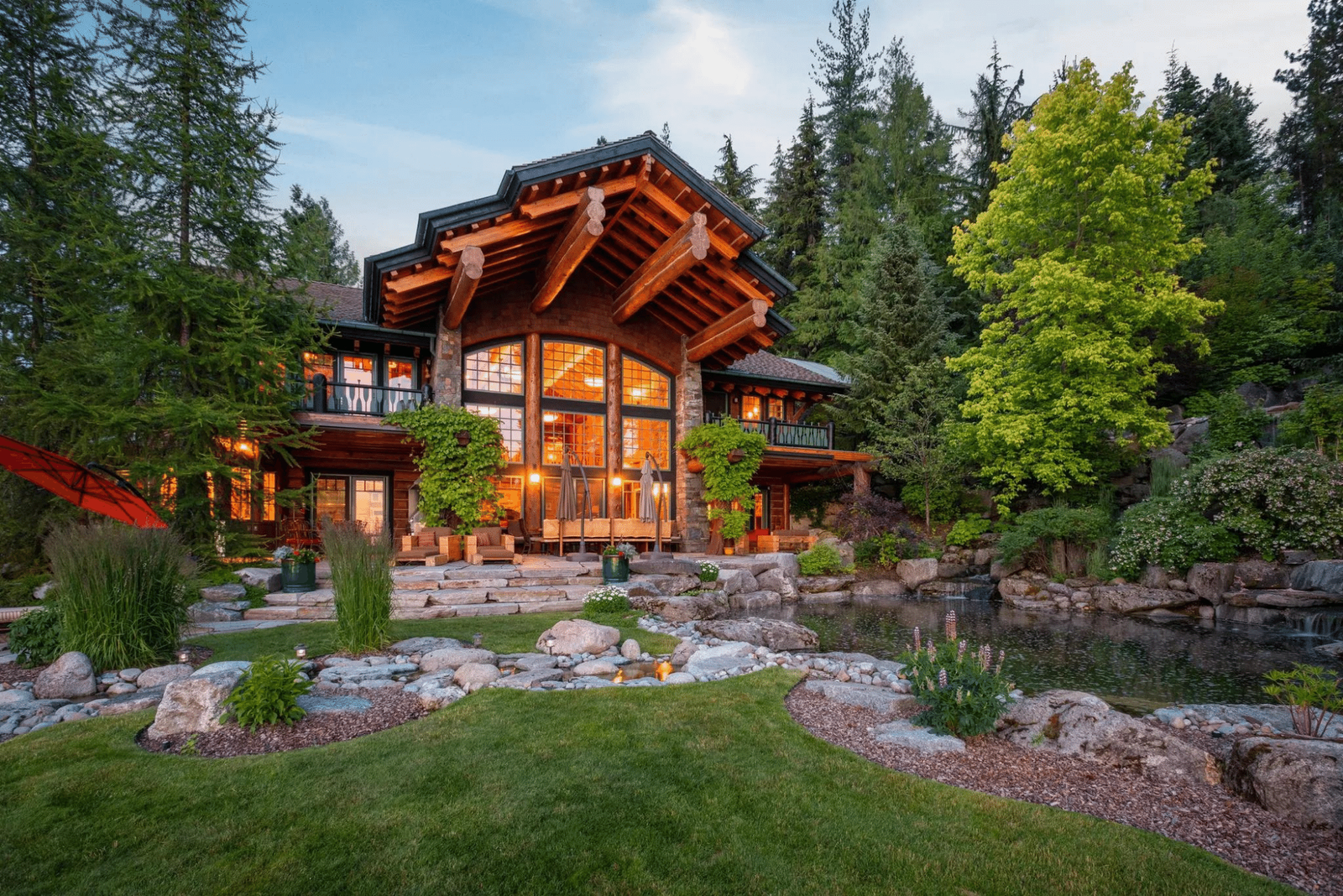 Backyard with lakeside view