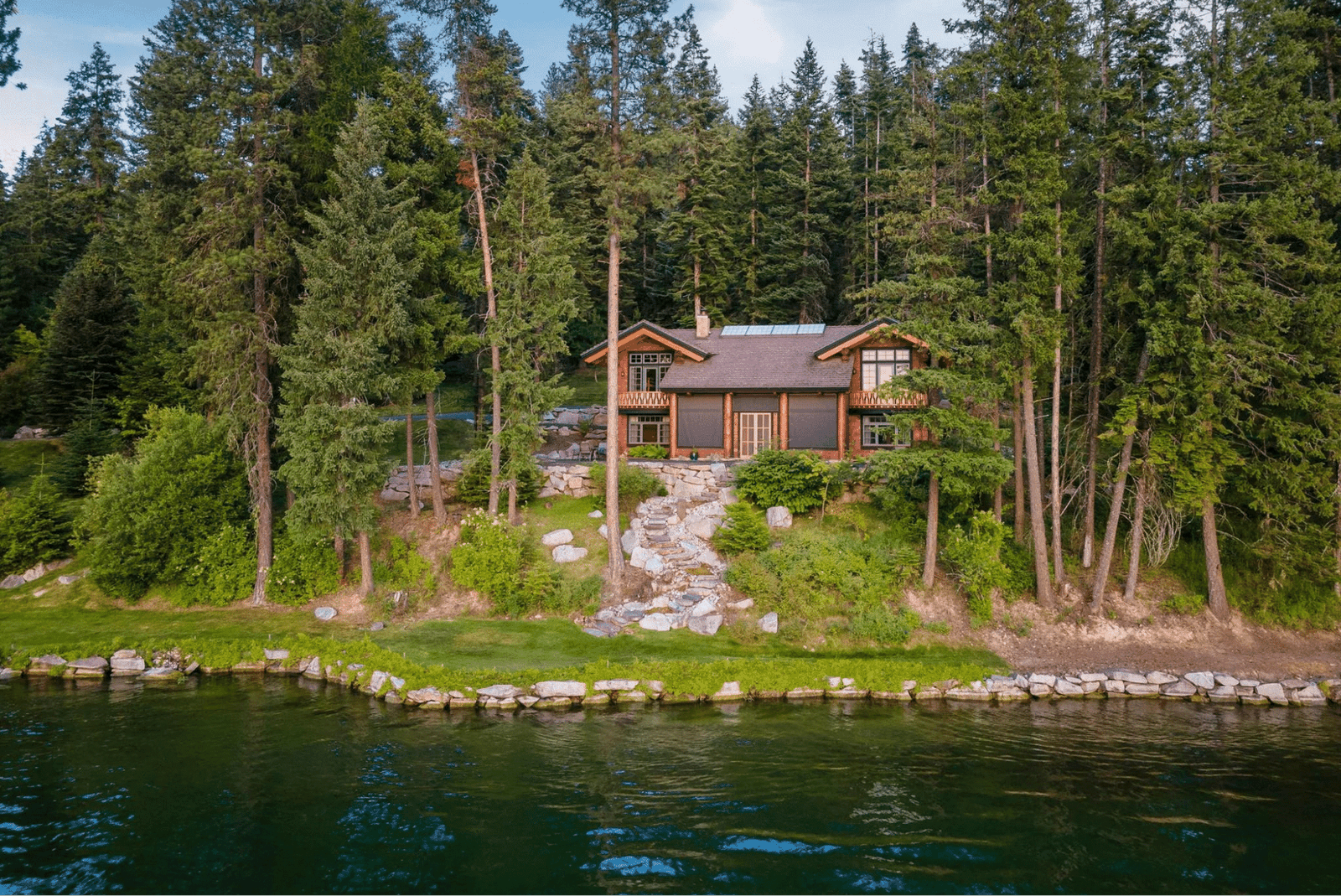 Hayden Lake view of the guest lodge