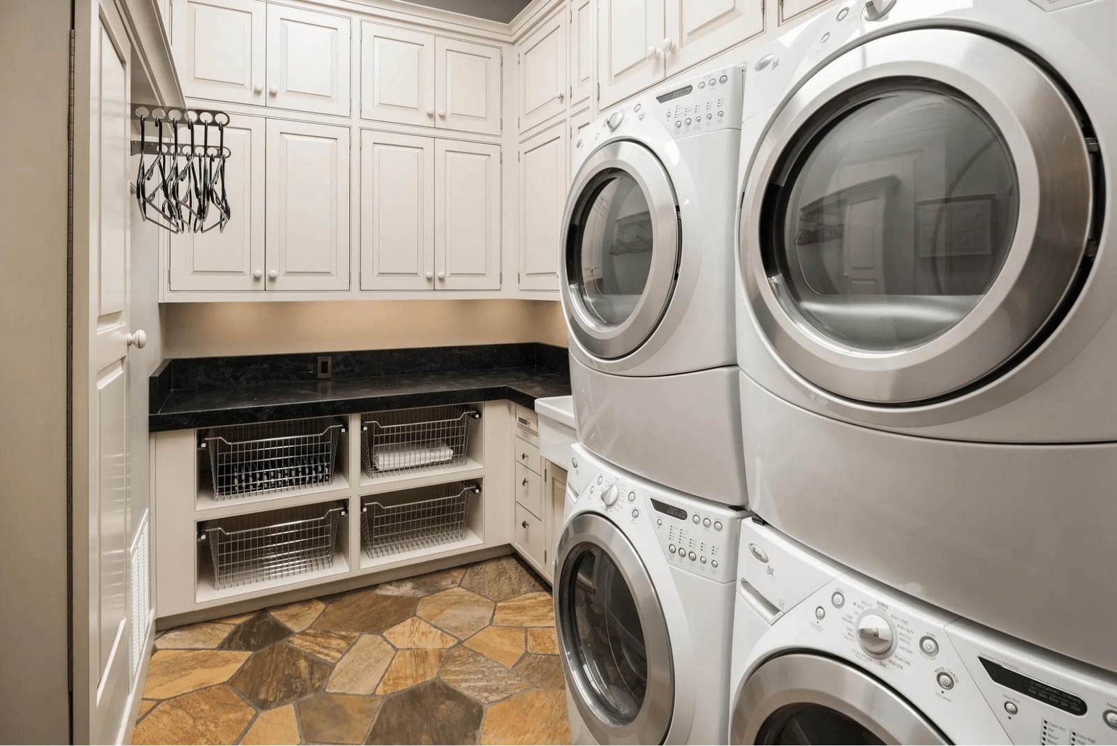 Laundry room with 2 washers and 2 dryers